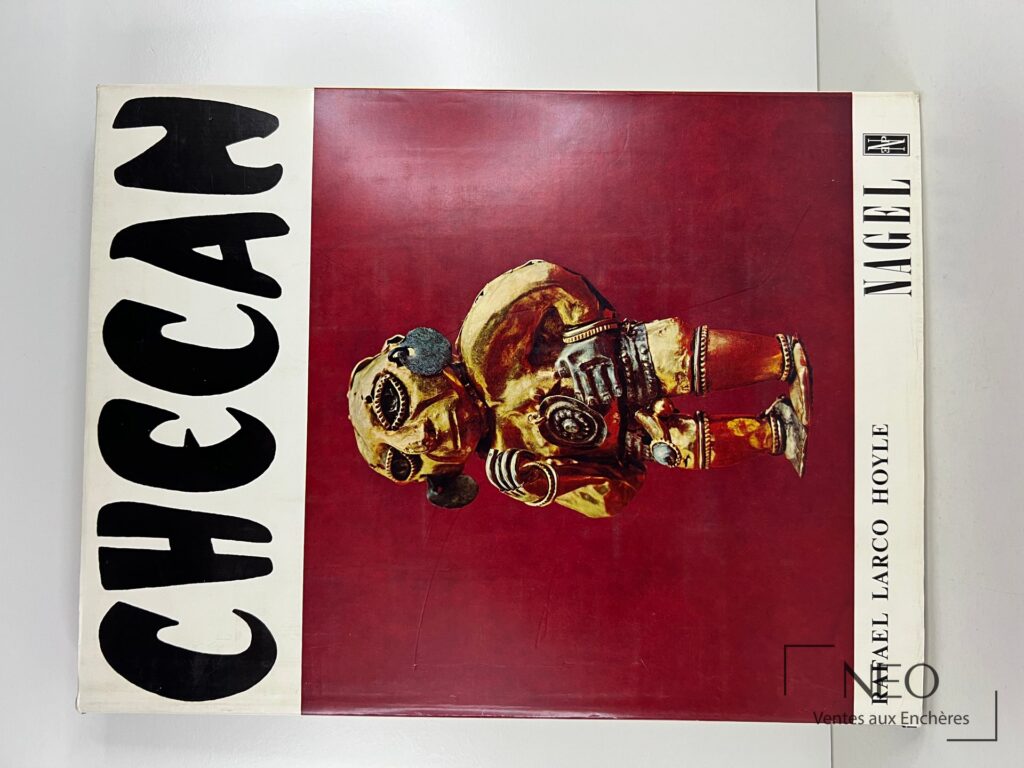 Couverture de Checan de Rafael Larco Hoyle avec jaquette illustrée rouge et blanc