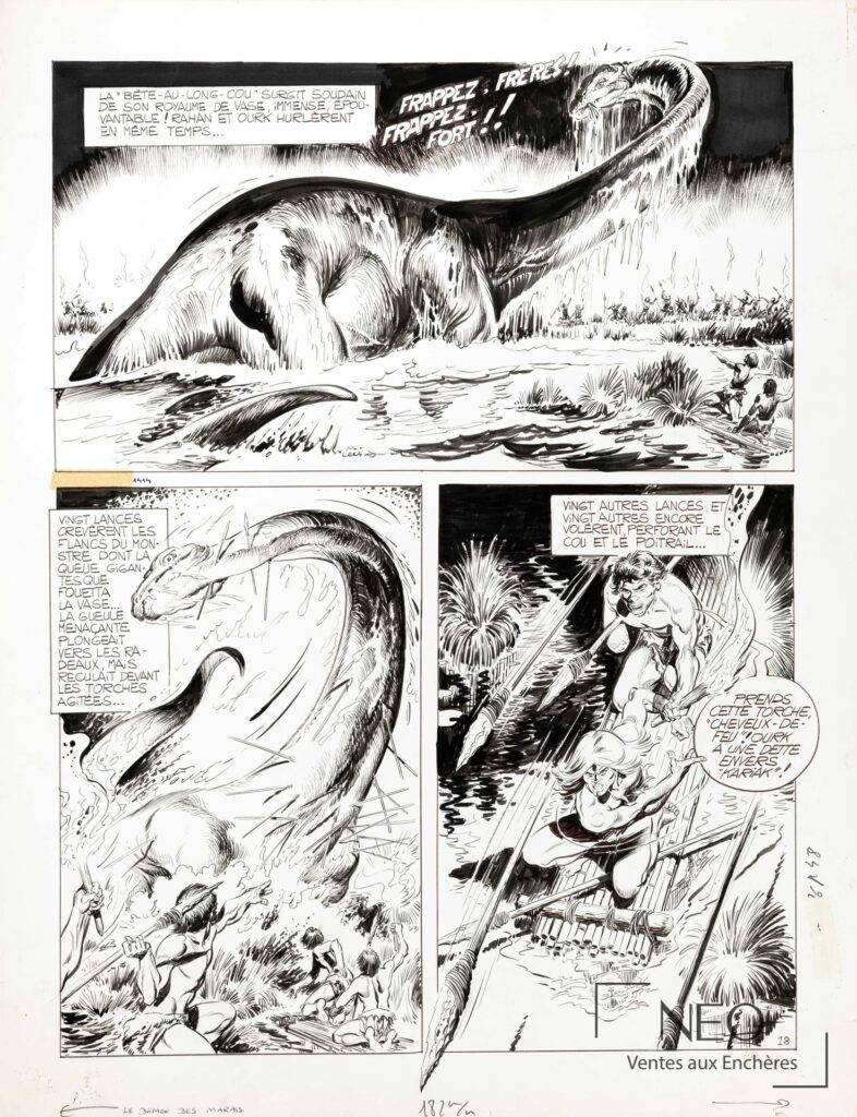 Planche originale de Rahan en noir et blanc