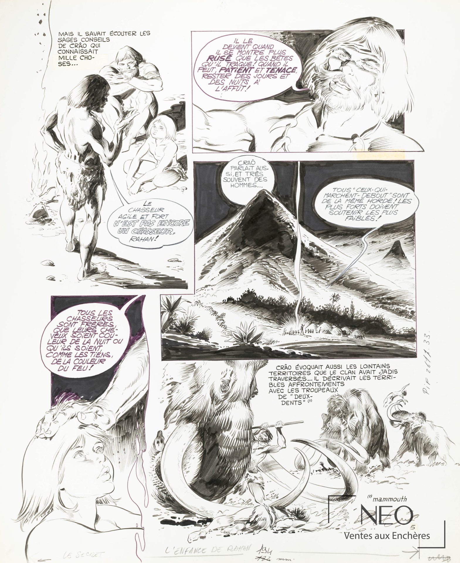 Rahan de André Cheret et Roger Lecureux, planche originale