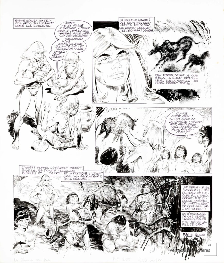 Planche originale de Rahan en noir et blanc