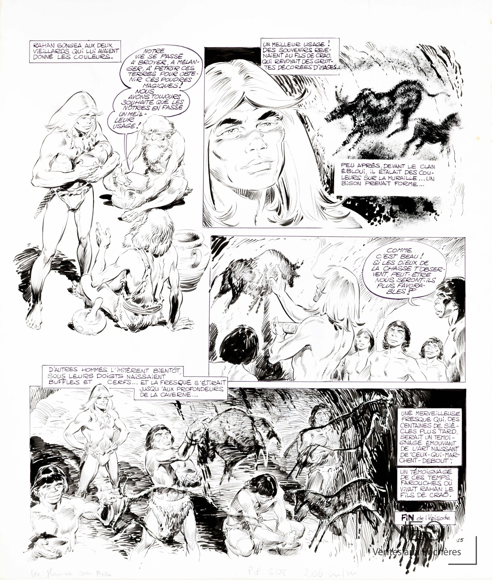 Planche originale de Rahan en noir et blanc