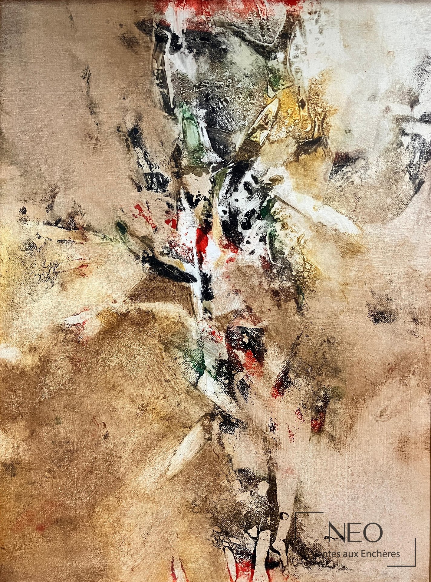 Ravi Mandlik Composition abstraite technique mixte sur toile
