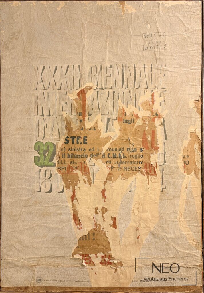 Décollage de Raymond Hains montrant des affiches lacérées sur toile