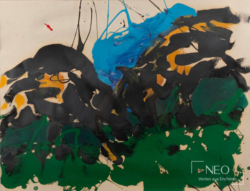 Composition abstraite et colorée de Rémi Blanchard sur papier