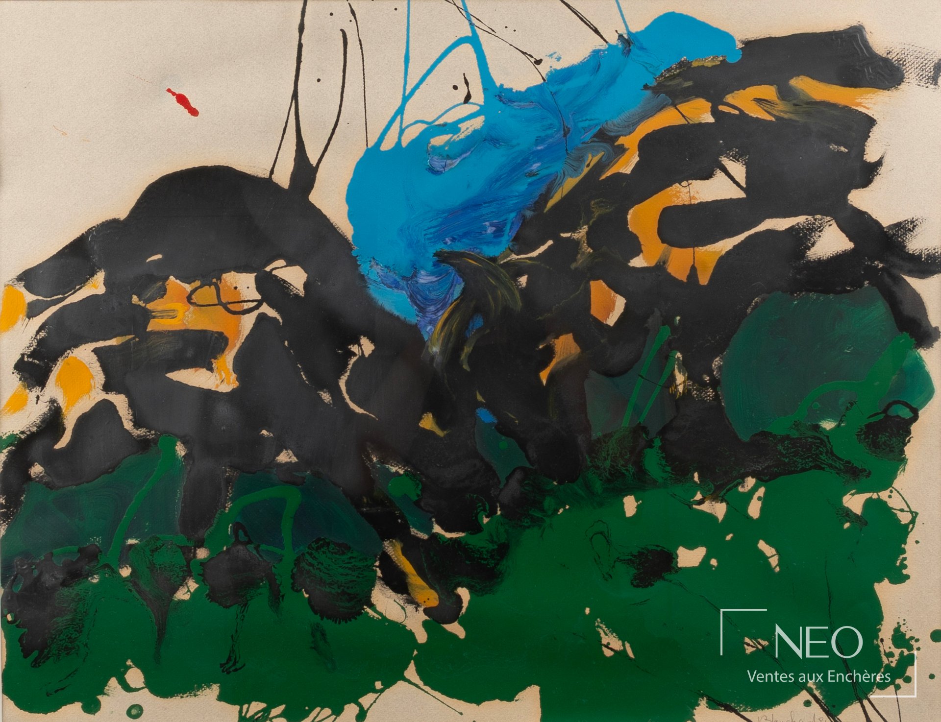Composition abstraite et colorée de Rémi Blanchard sur papier