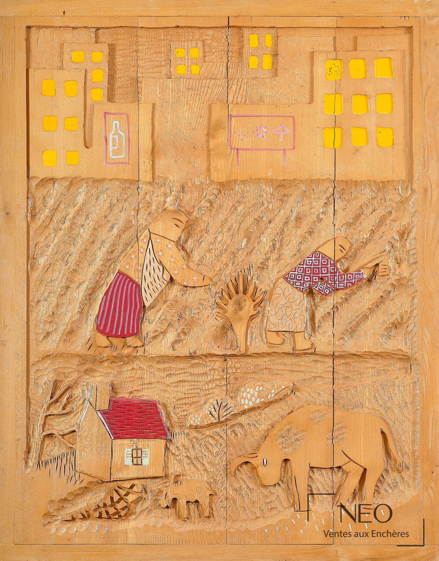 Composition de Rémi Blanchard sur panneaux de bois