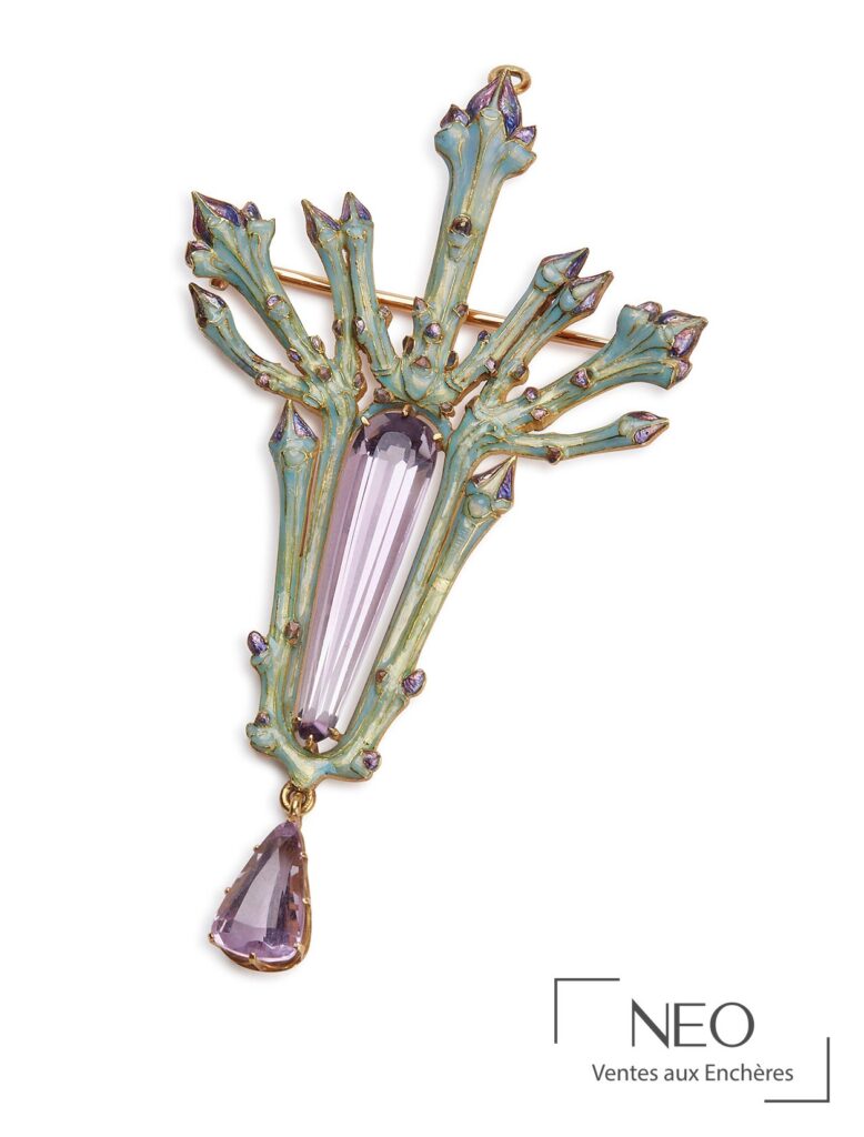 Pendentif-broche René Lalique en or jaune