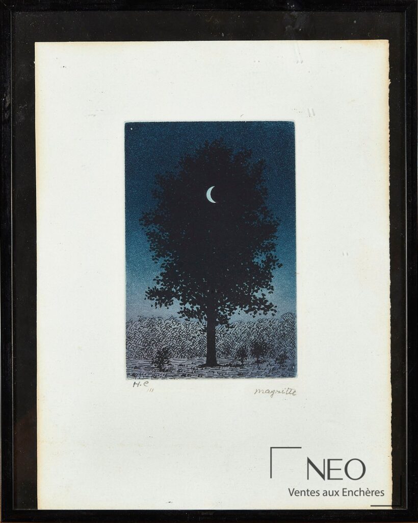 Estampe de René Magritte encadrée sous verre