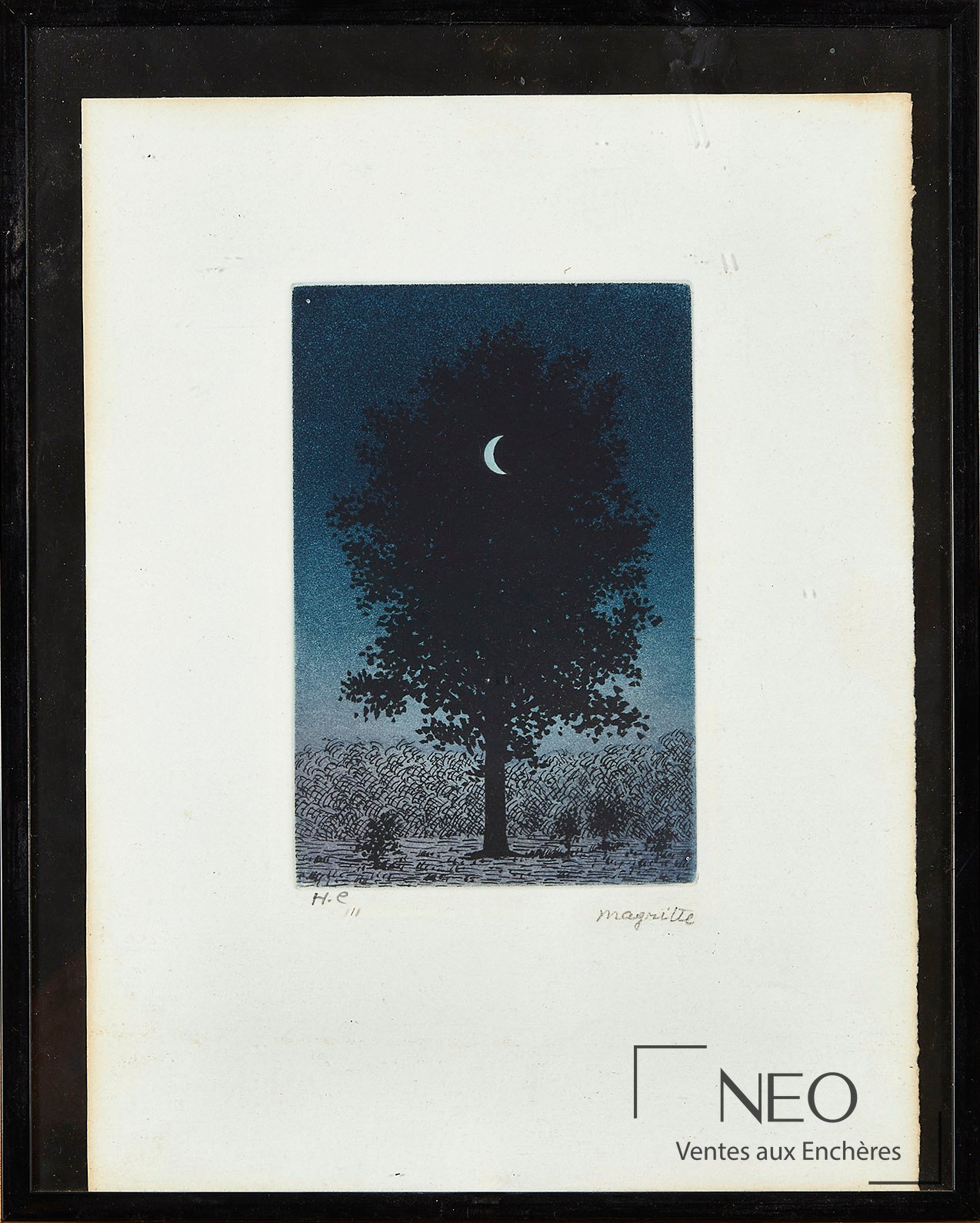 Estampe de René Magritte encadrée sous verre