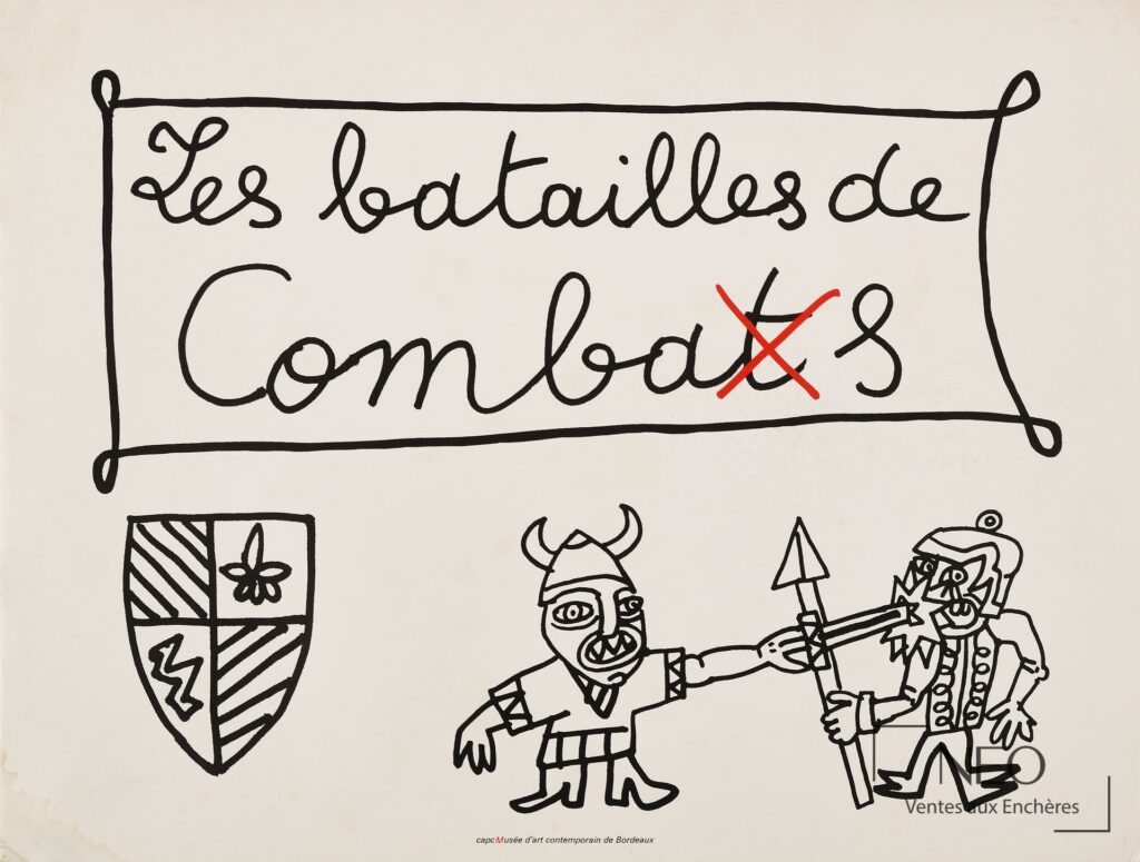 Couverture de l'album Les batailles de Comba(t)s de Robert Combas avec dessins en noir et rouge