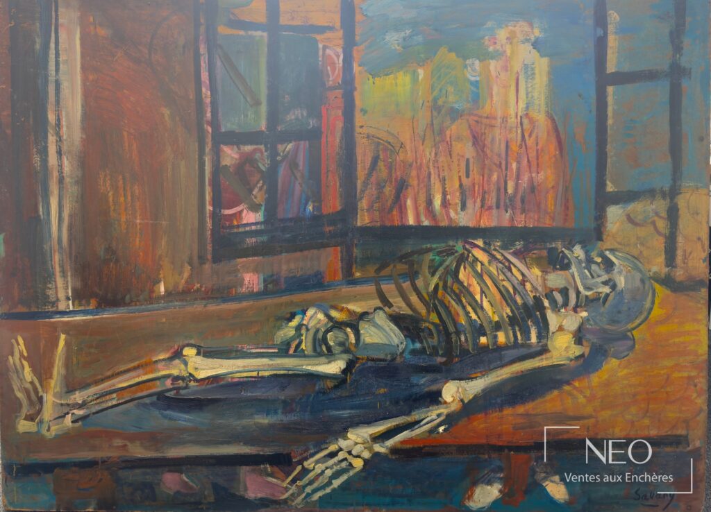Huile de Robert Savary représentant l'intérieur de la gare Saint-Lazare