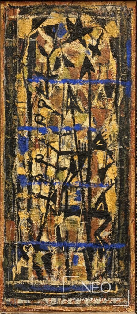 Composition abstraite de Roger Bissière aux aplats noirs