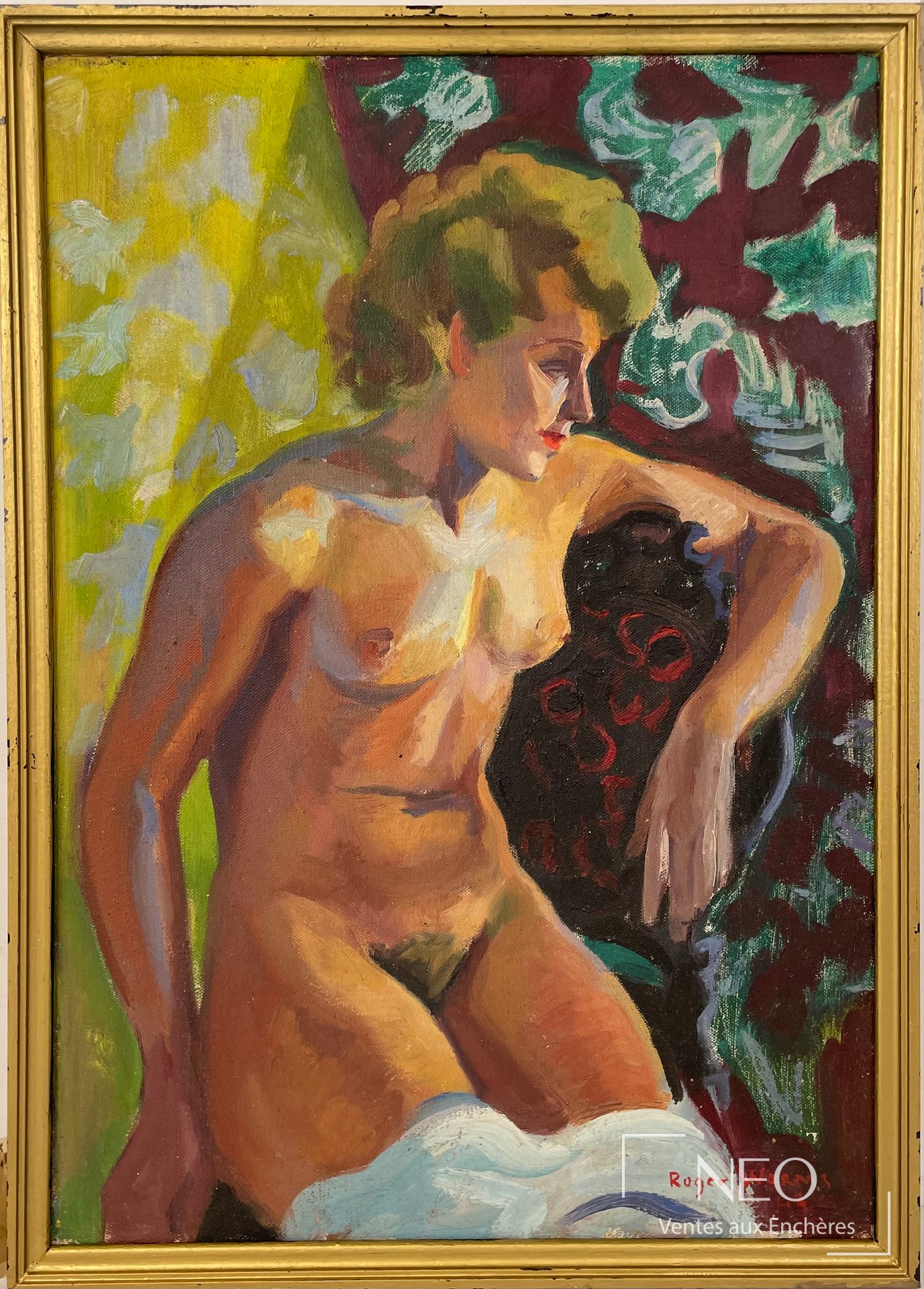 Nu féminin peint à l'huile sur toile