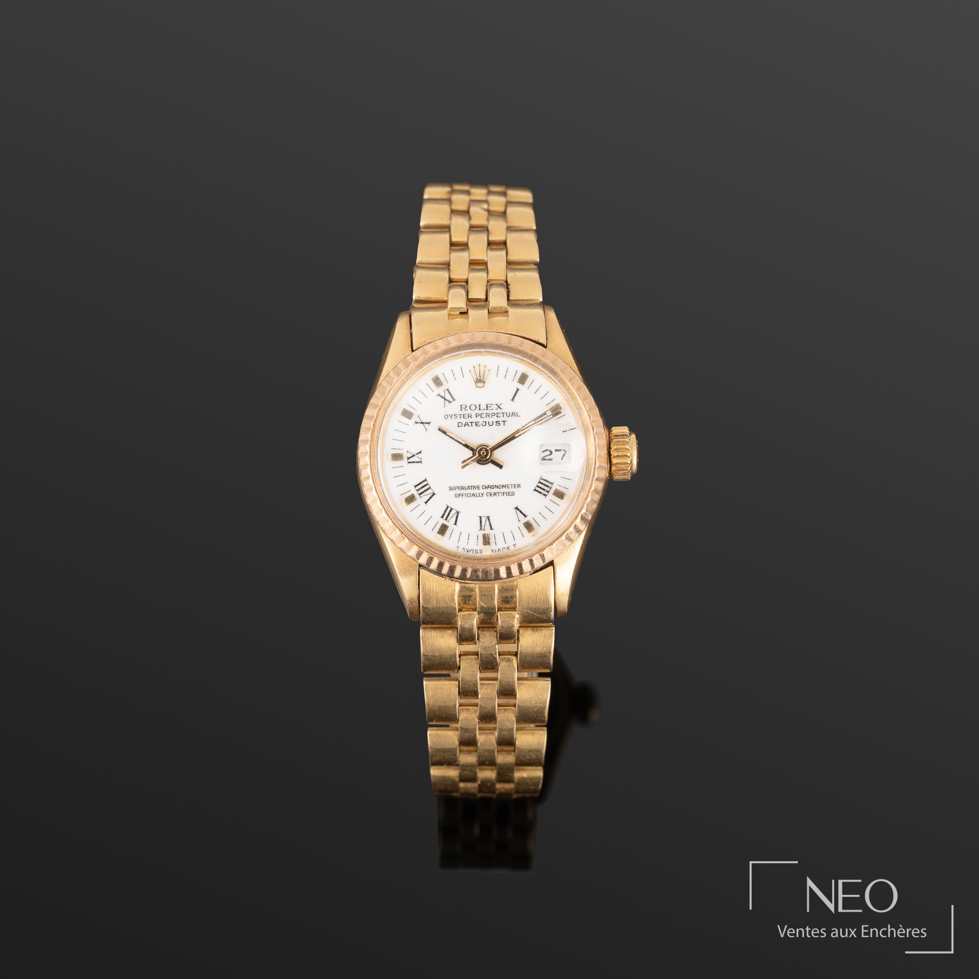 Rolex Datejust montre bracelet ronde réf. 6701 en or jaune 18K