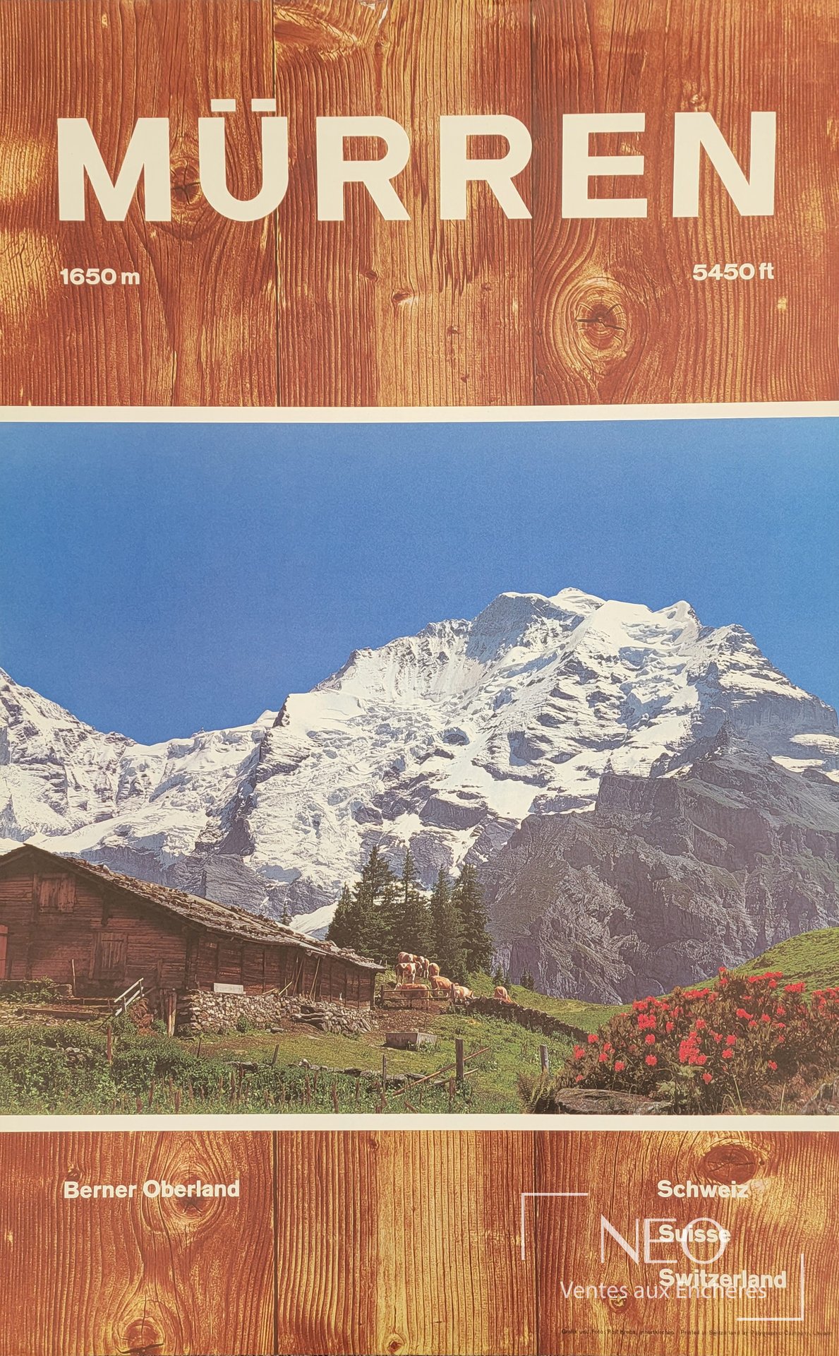 Affiche alpine Mürren avec titre en grand
