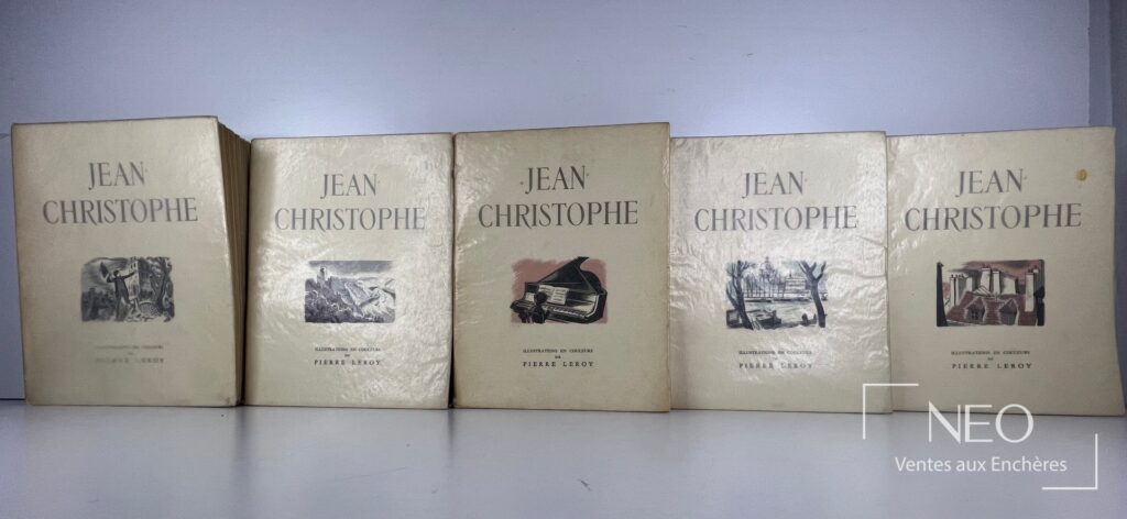 Les cinq tomes de Jean-Christophe alignés