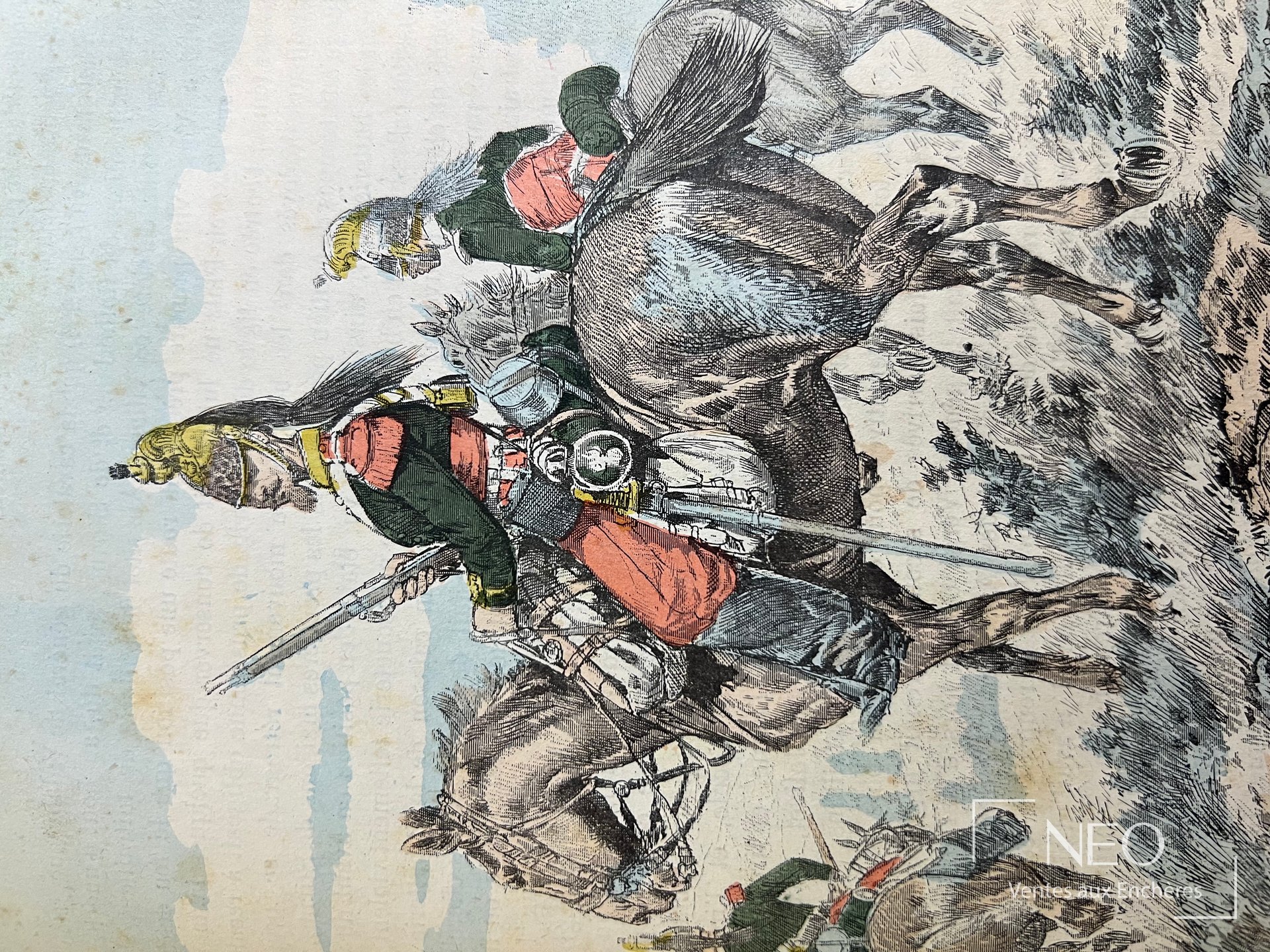 Illustration en couleurs de soldats à cheval dans Les combattants de 1870-71.