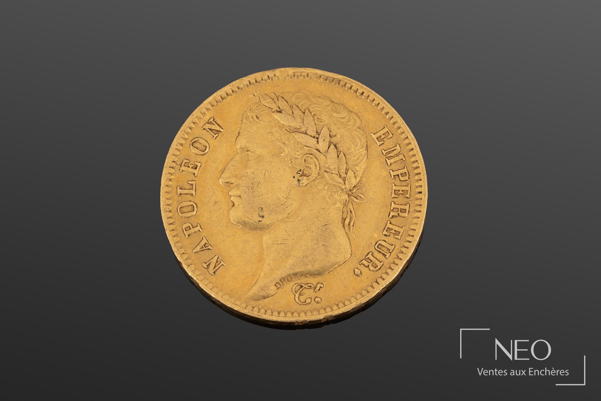 Royaume Napoléonien d’Italie, pièce de 40 lires or « Napoleone Imperator », 1814
