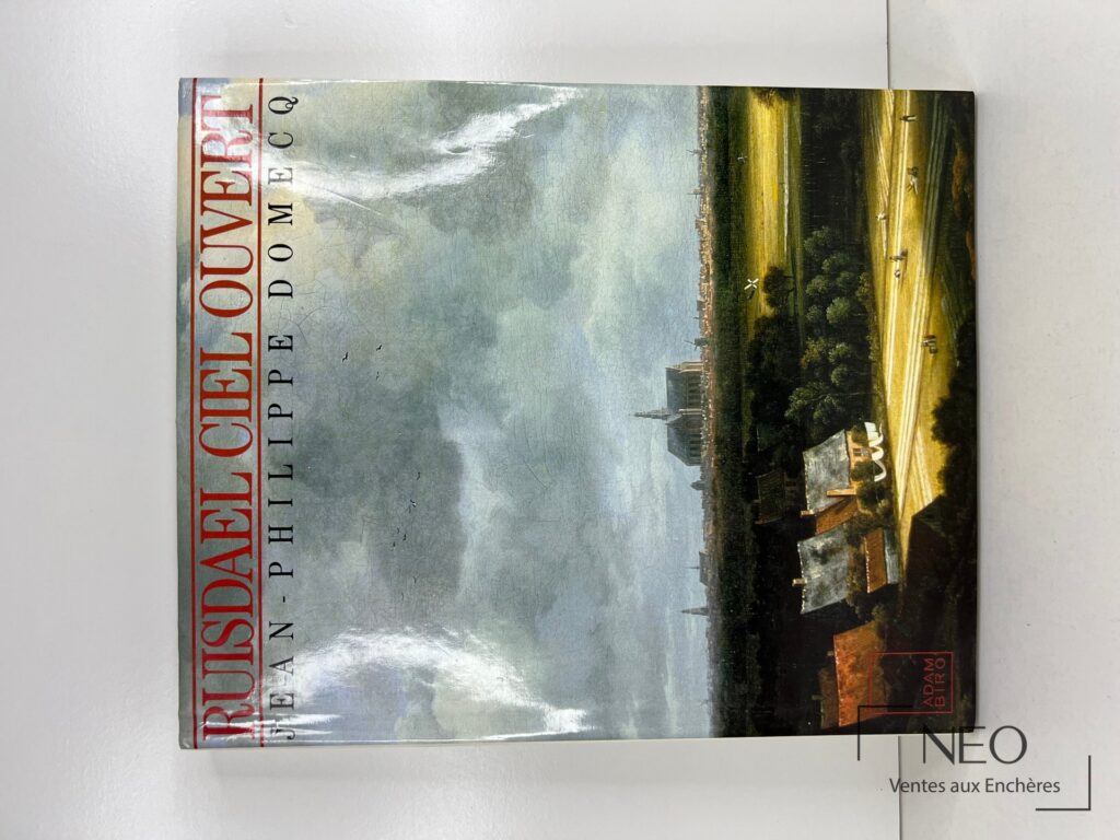 Couverture illustrée de Ruisdael ciel ouvert avec titre vertical en rouge et nom de l'auteur en noir.