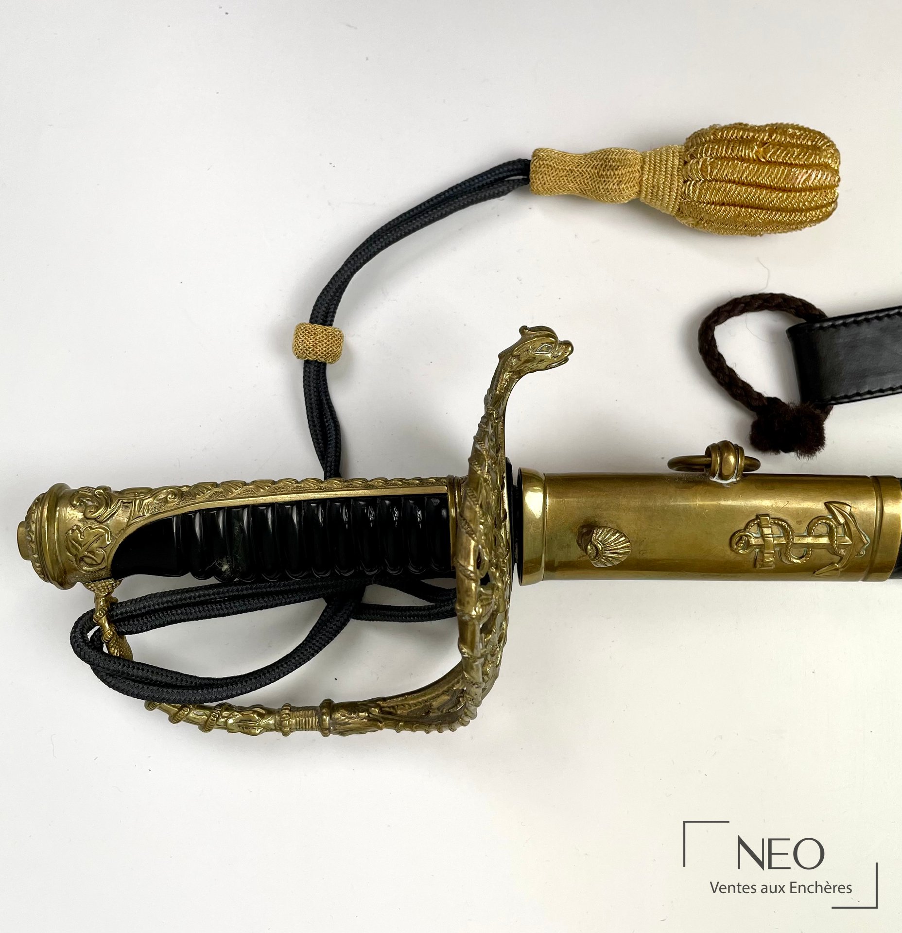 Sabre d’officier de marine, fabrication moderne, lame de Balp