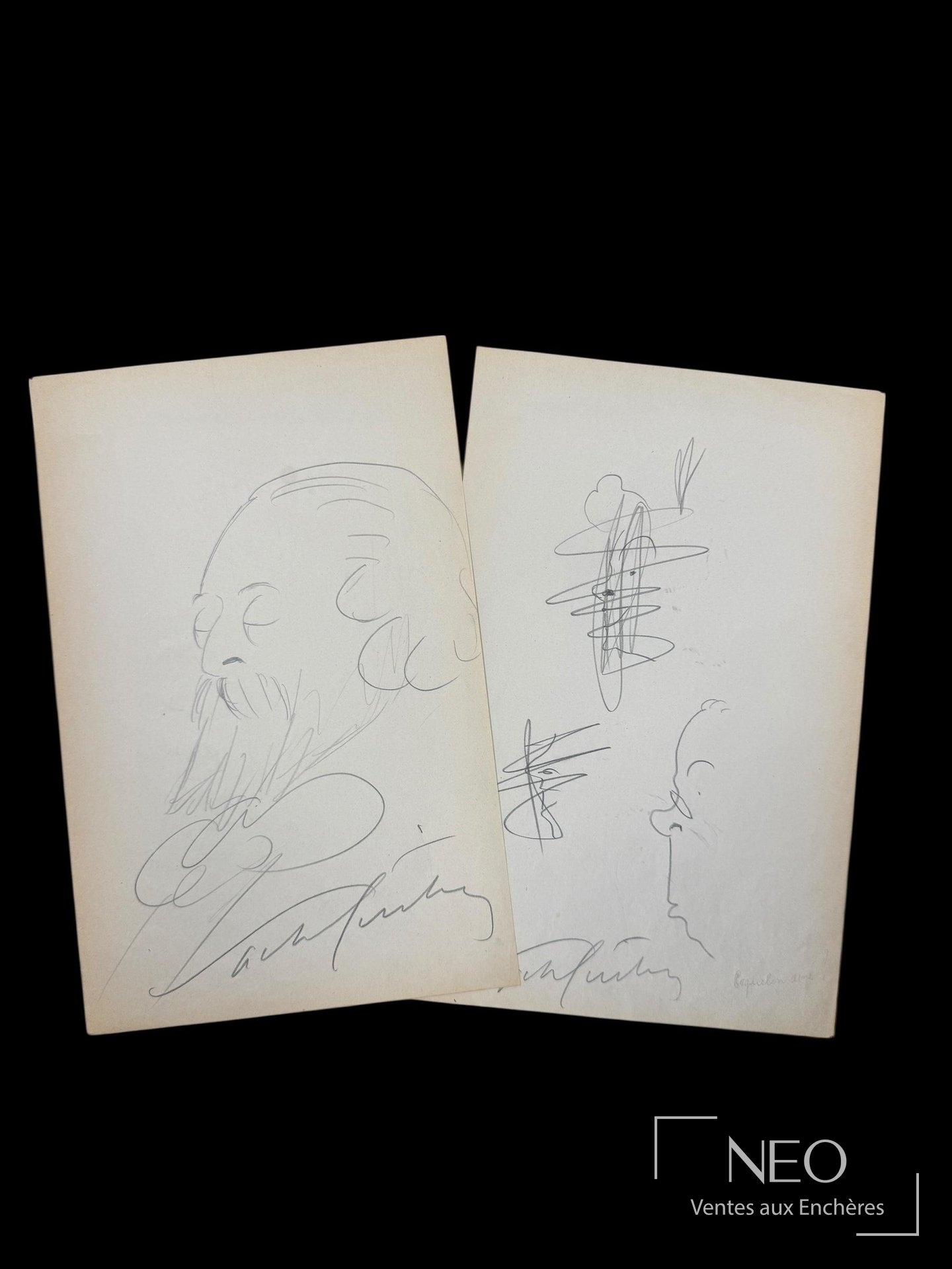 Sacha Guitry, portraits d’homme au crayon sur papier, vers 1900-1910