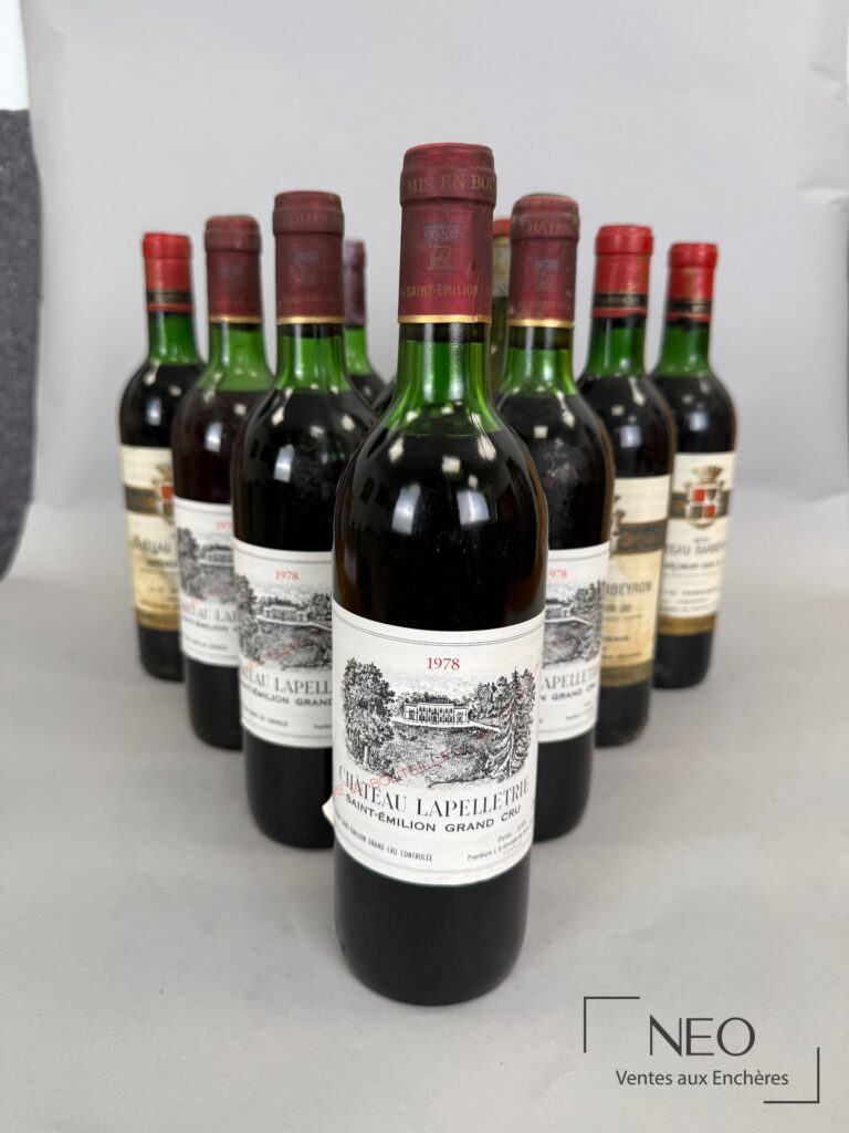 Ensemble de dix bouteilles de Saint-Emilion Grand Cru présentées de face