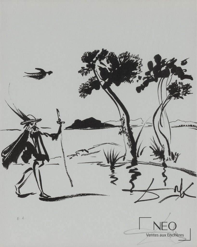 Xylographie noir et blanc signée