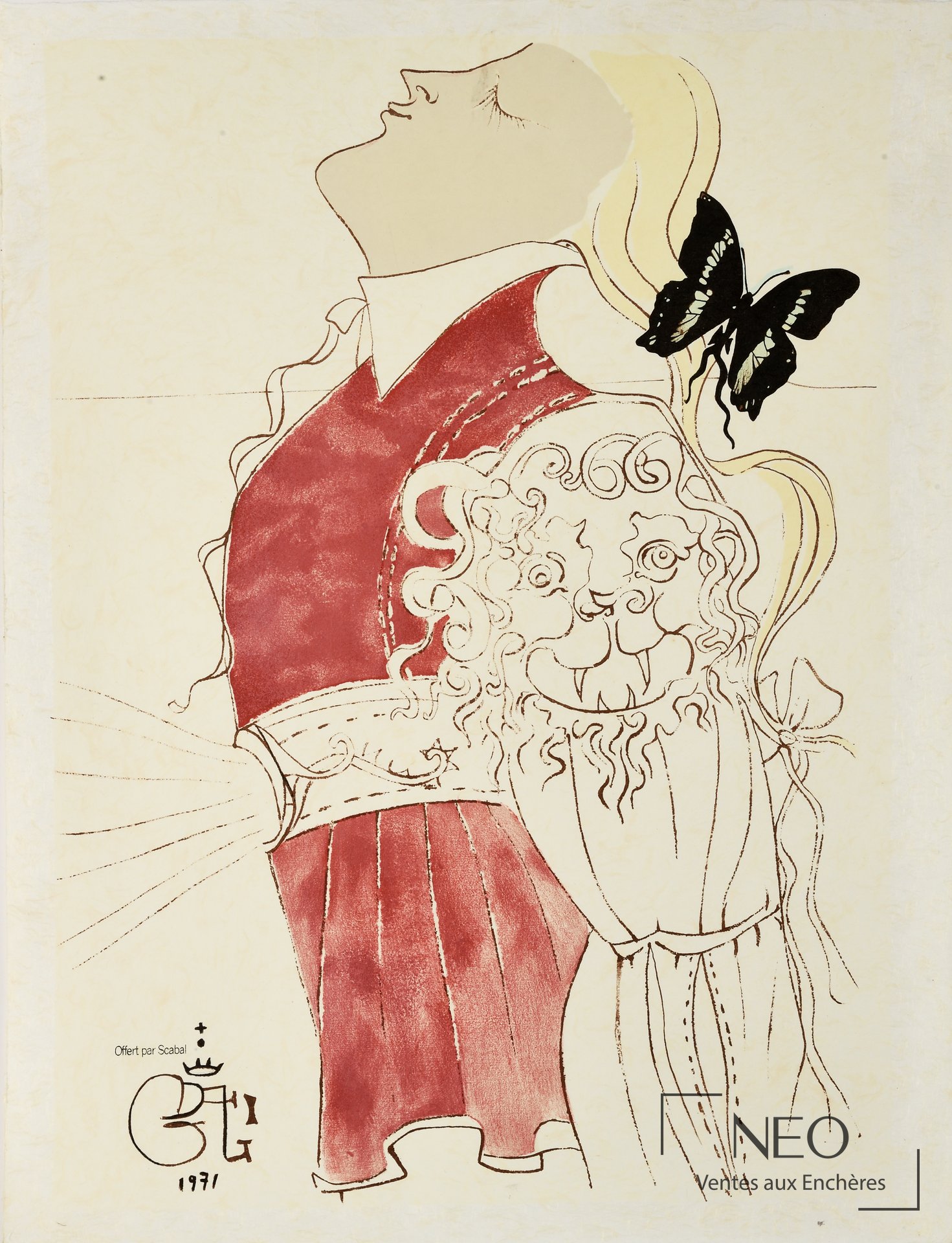 Lithographie en couleurs de Salvador Dalí d'après Projet de costume