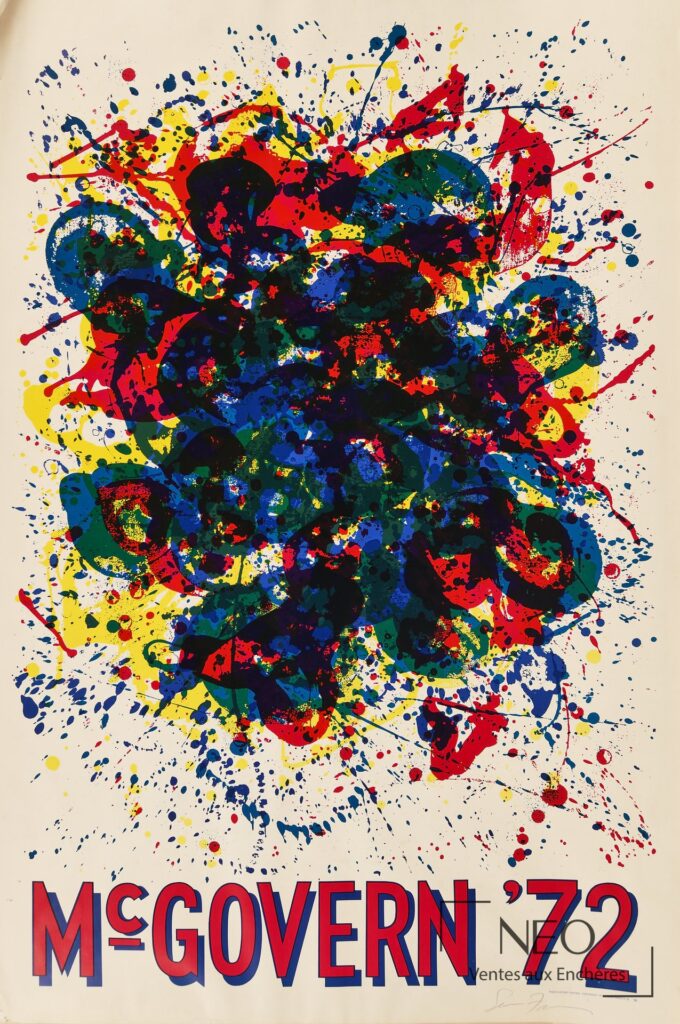 Affiche colorée Sam Francis pour Georges Mac Govern '72
