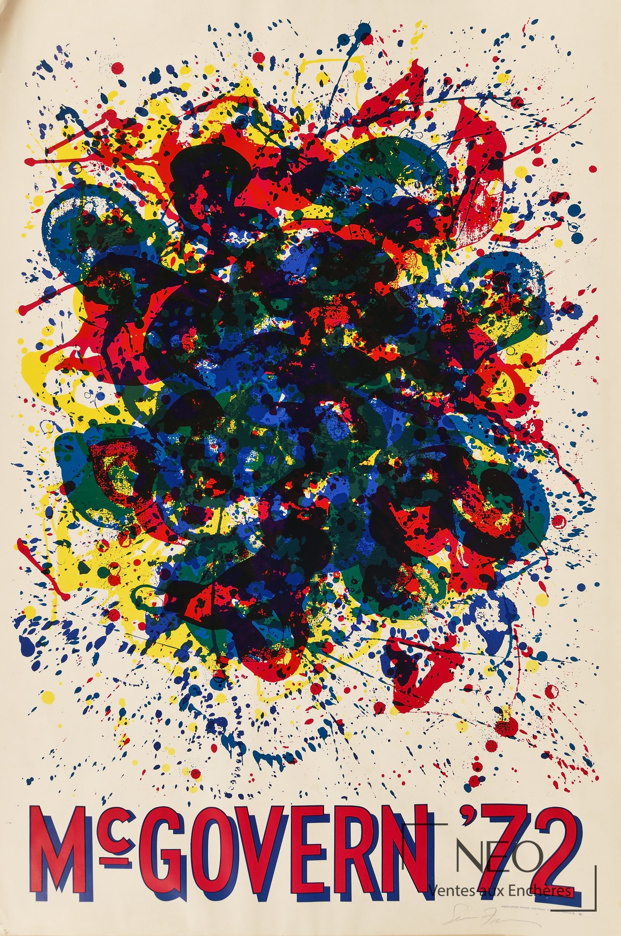 Affiche colorée Sam Francis pour Georges Mac Govern '72
