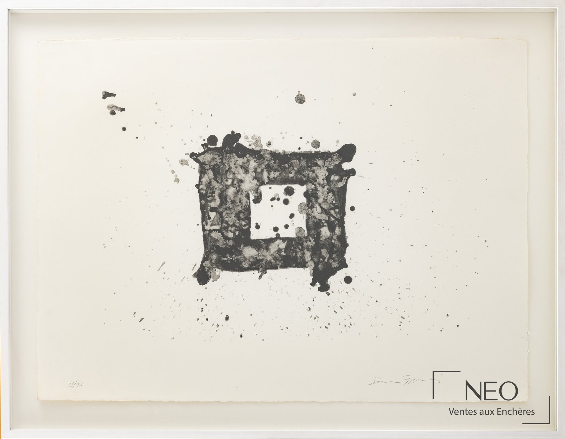 Lithographie Square de Sam Francis sous verre