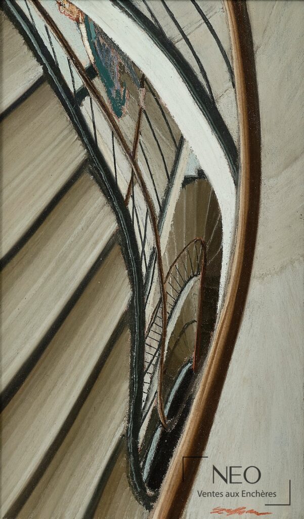 Pastel de Sam Szafran représentant un escalier