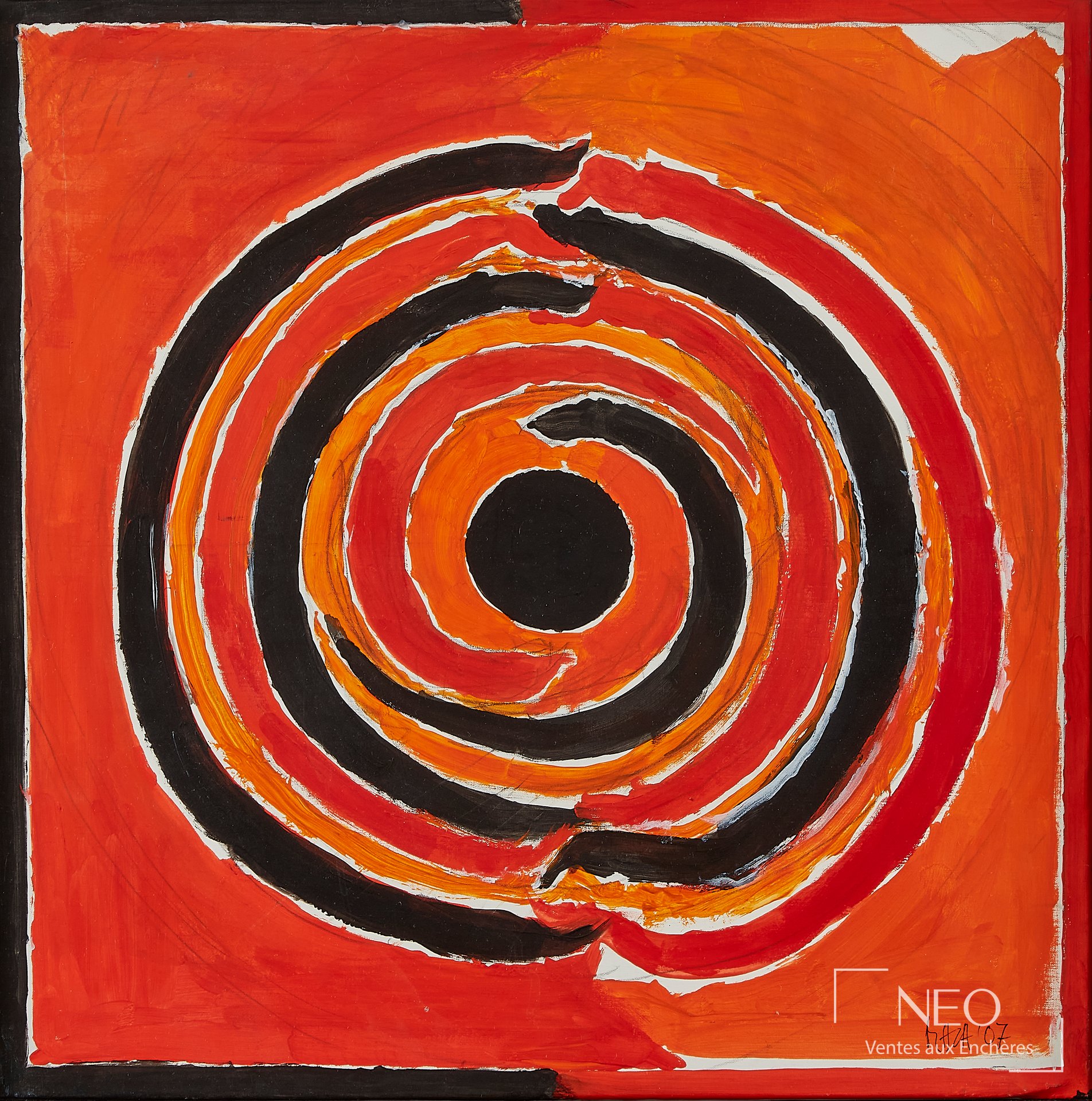 Sayed Haider Raza, Nagas, acrylique sur toile, 2007
