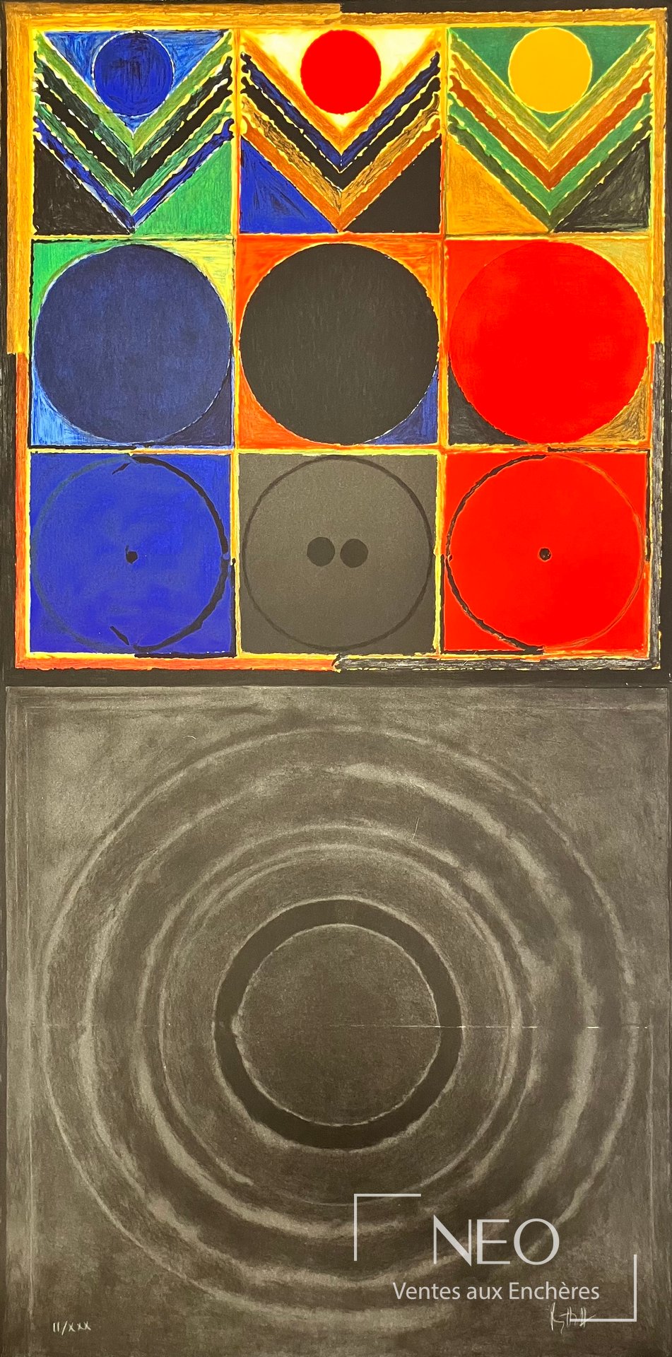 Sayed Haider Raza Prakriti Bindu, lithographie en couleurs sur papier