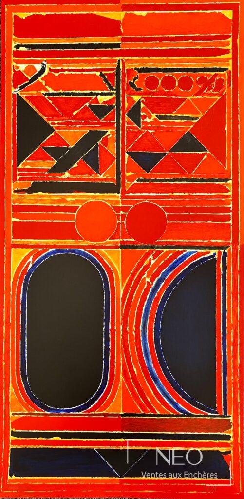 Lithographie abstraite de Sayed Haider RAZA aux tonalités rouges