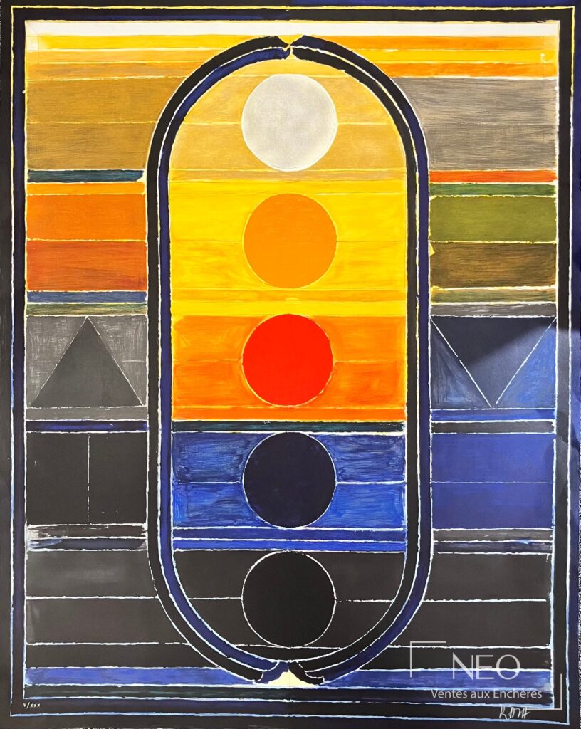 Lithographie abstraite de Sayed Haider RAZA aux couleurs vives