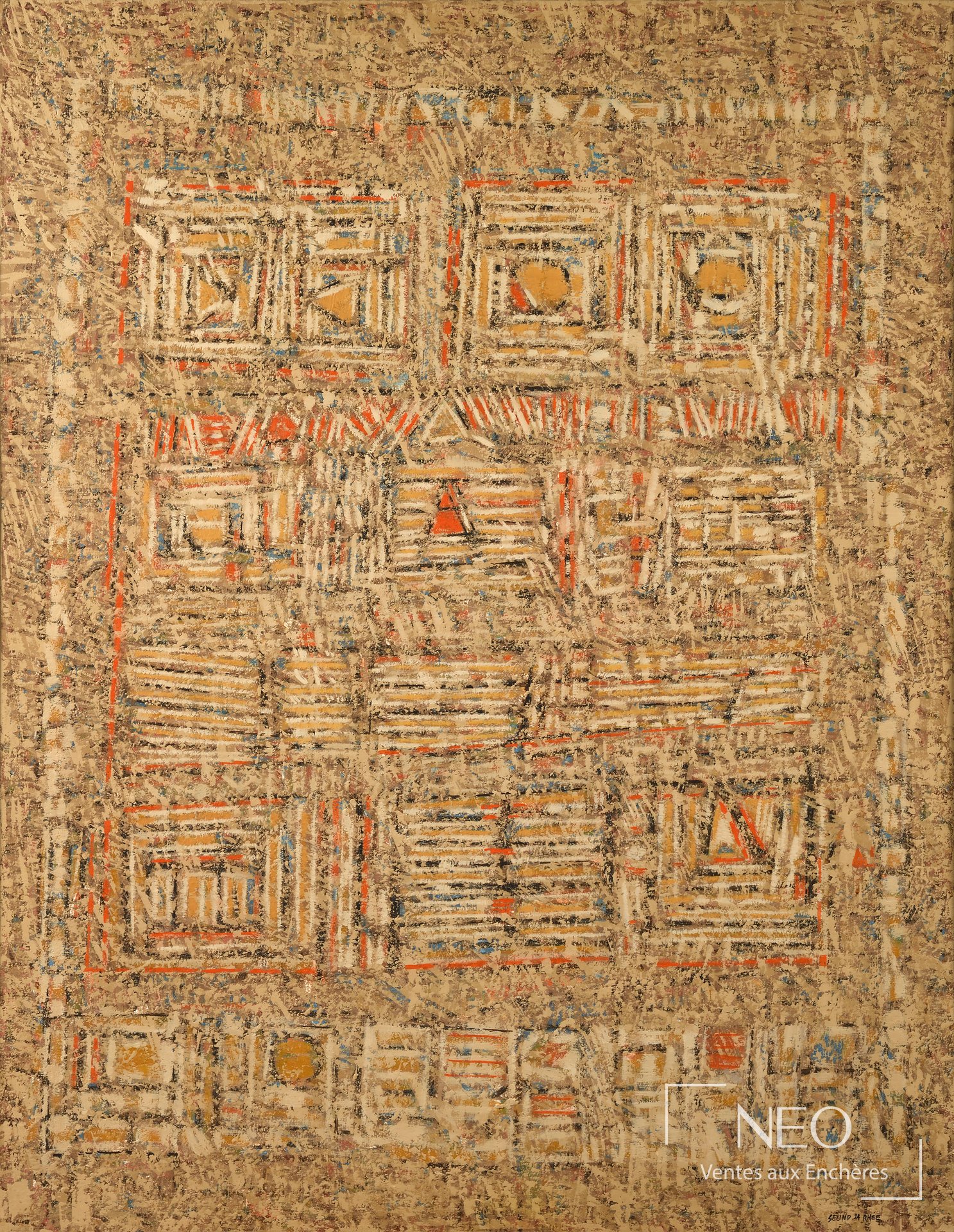 Composition abstraite de Seund JA RHEE aux tons beige