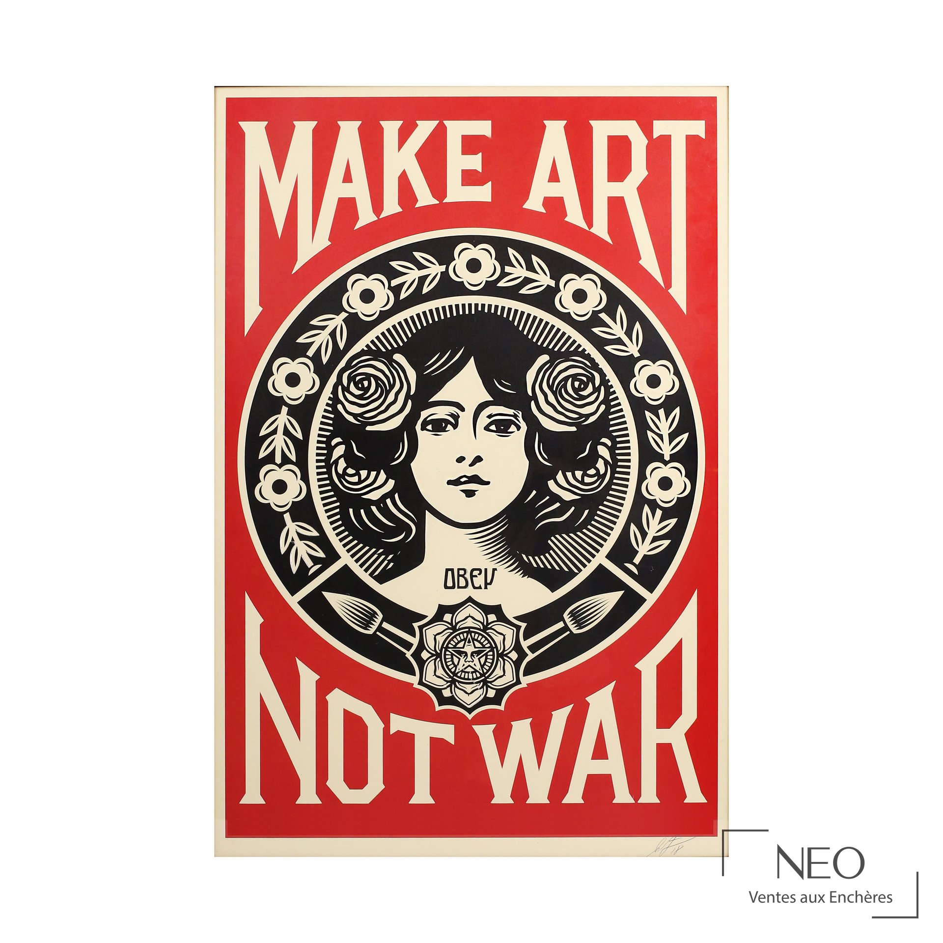 Sérigraphie de Shepard Fairey intitulée Make Art not war