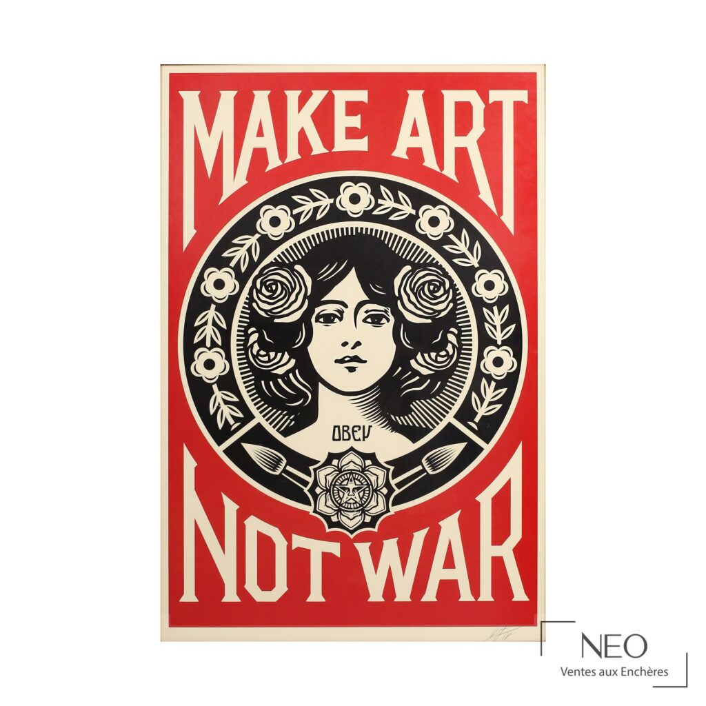 Sérigraphie Make Art not war de Shepard Fairey