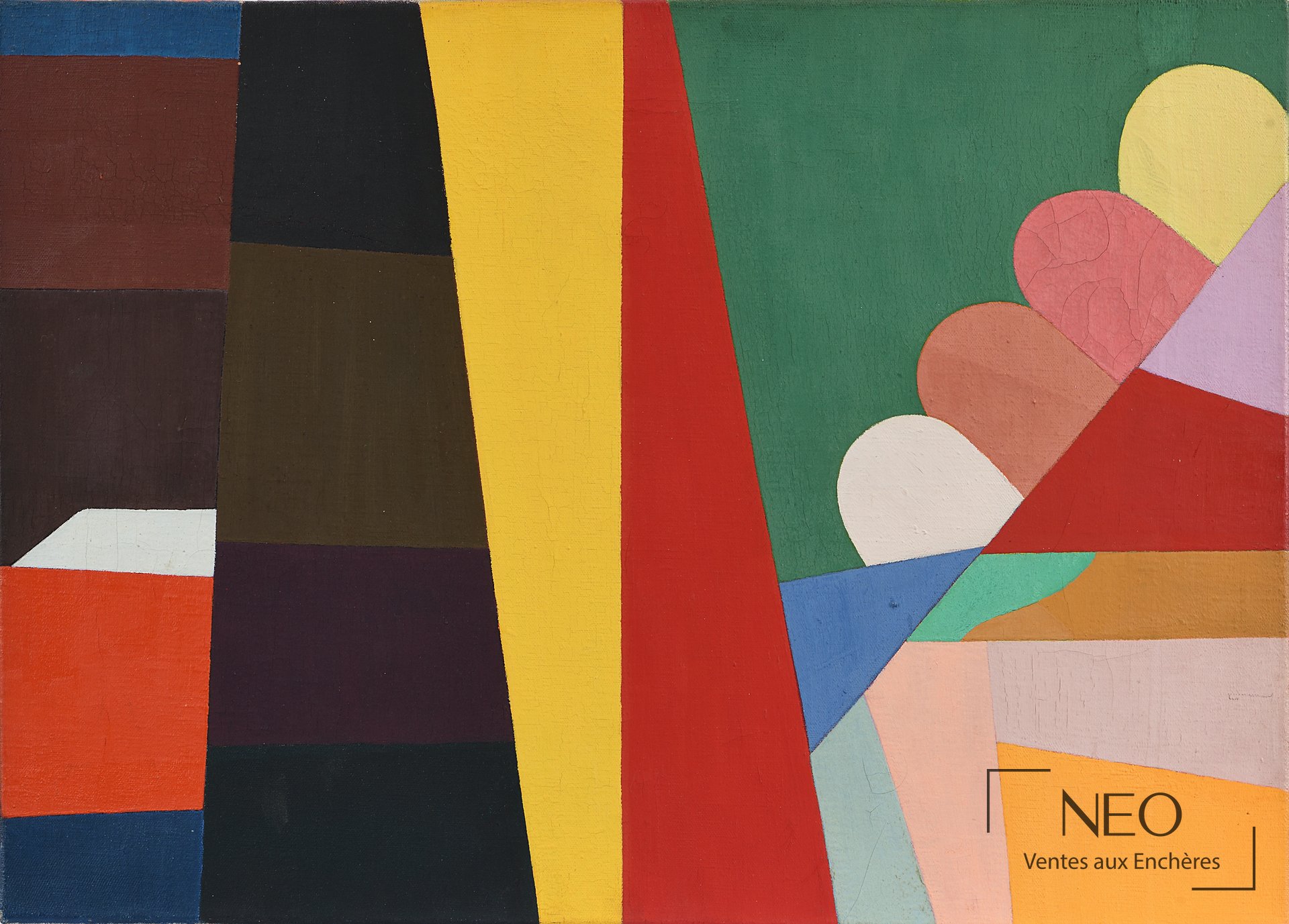 Shirley Jaffe, Composition abstraite, huile sur toile