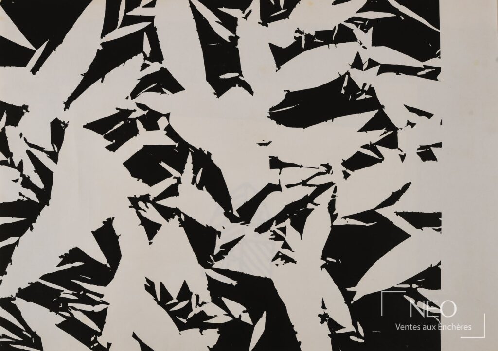 Composition abstraite en noir sur fond clair