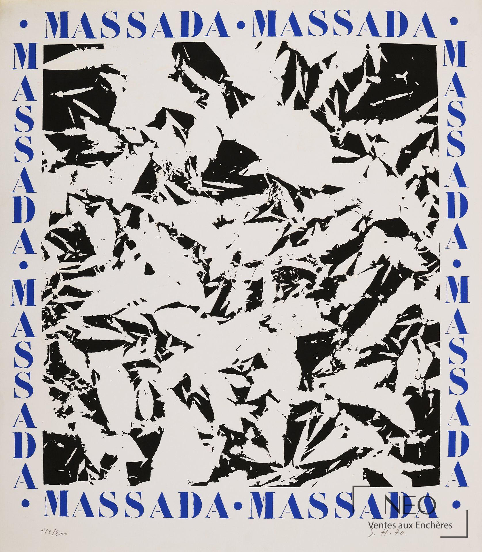 Lithographie de Simon Hantaï d'après Massada