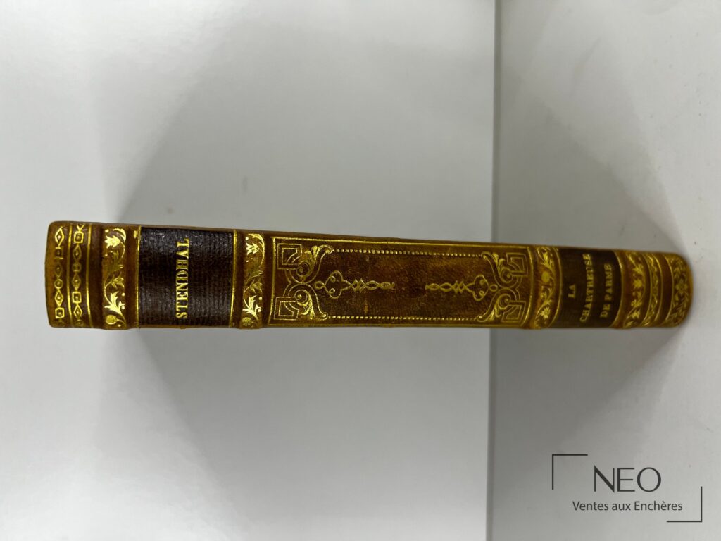 Dos d’un livre ancien en demi basane
