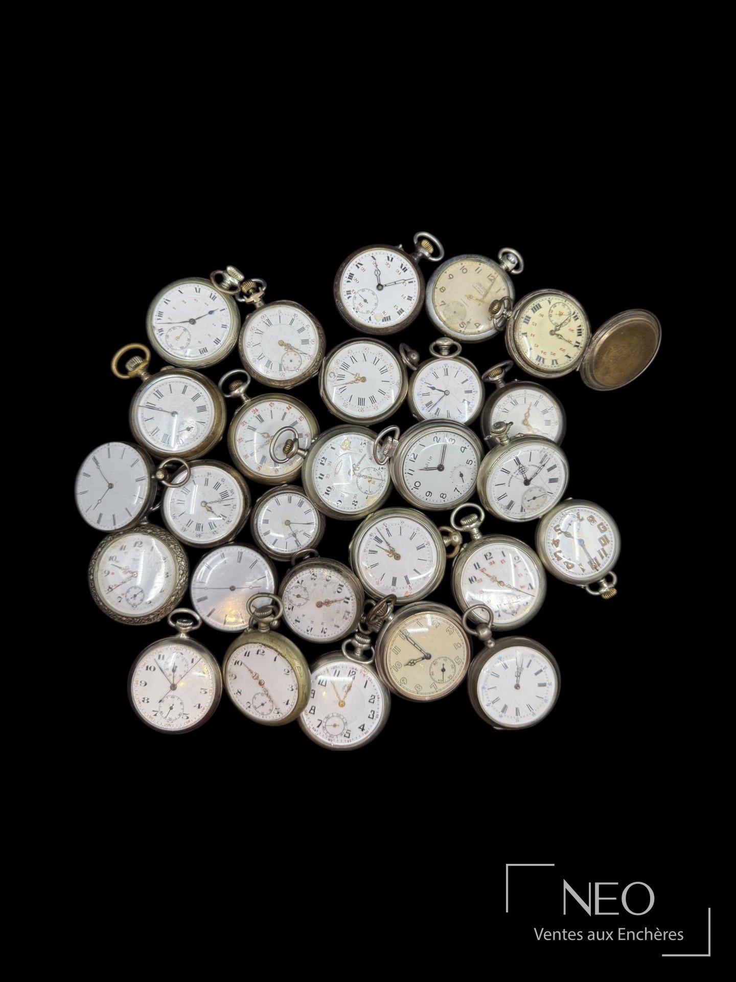 Lot de montres à gousset vues de face