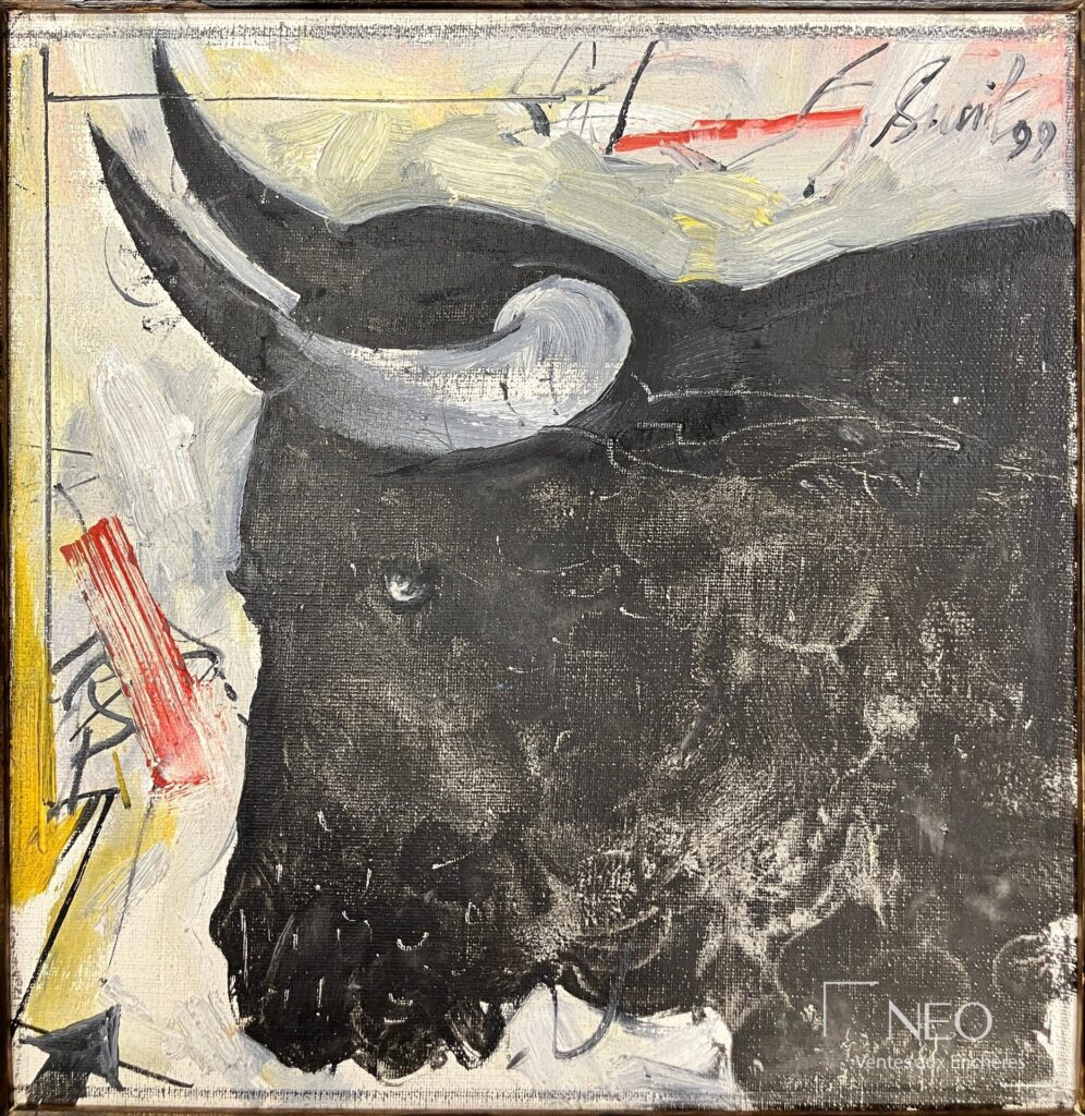 Composition abstraite à la tête de taureau