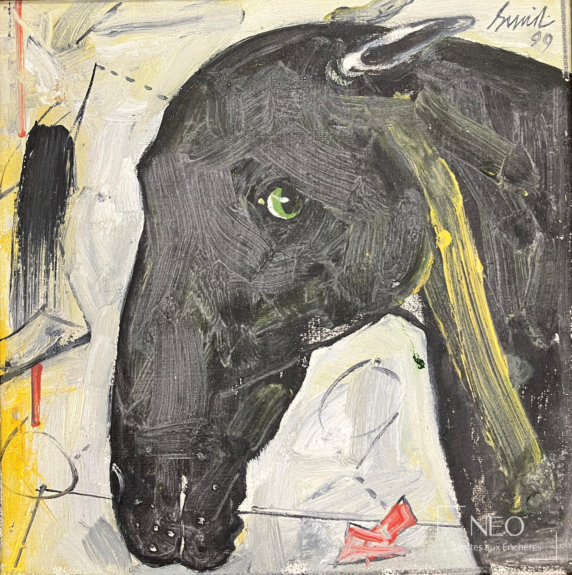 Sunil Das, Composition à la tête de cheval, huile sur toile