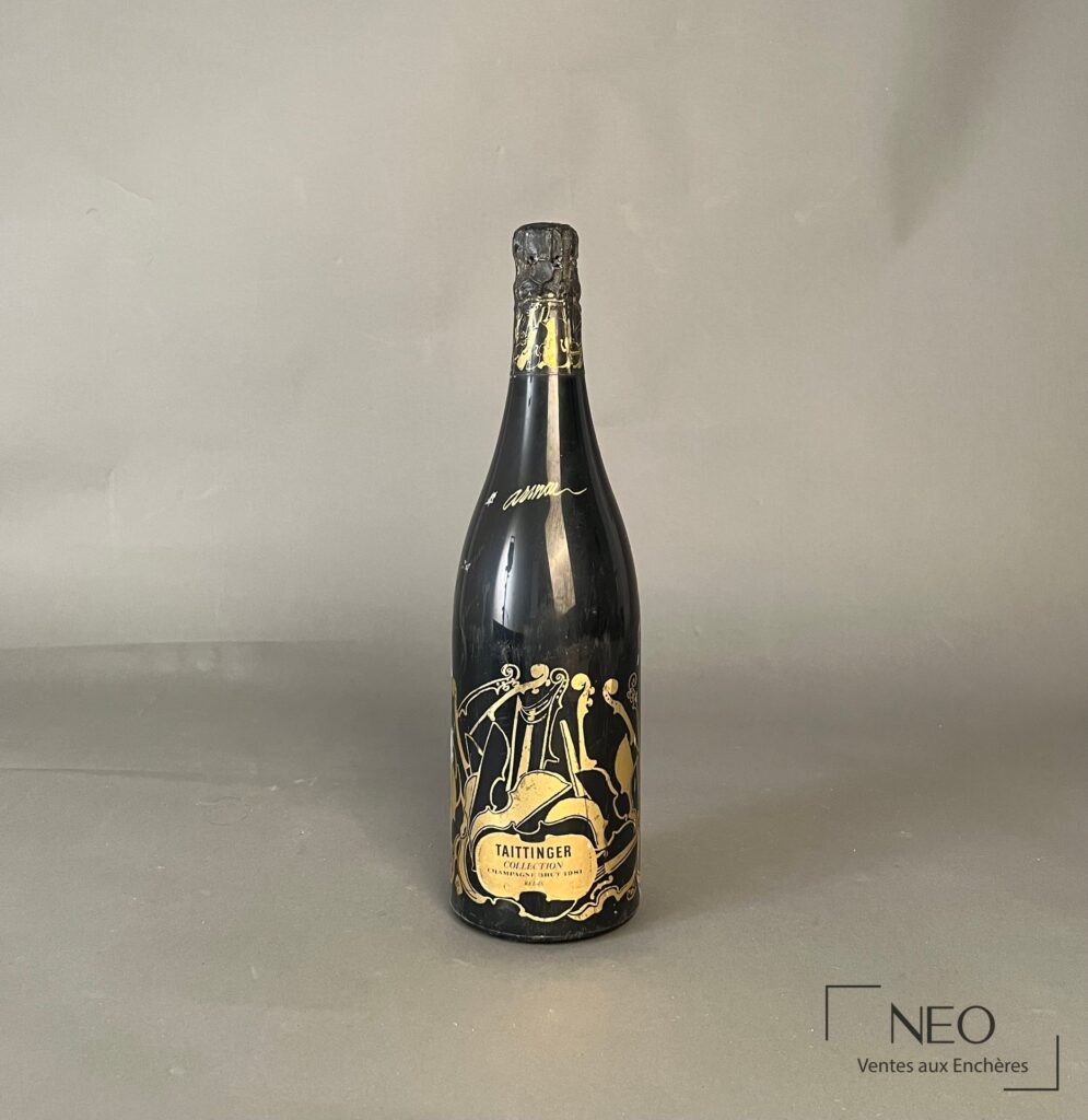 Bouteille de champagne Taittinger Collection Arman 1981 vue de face