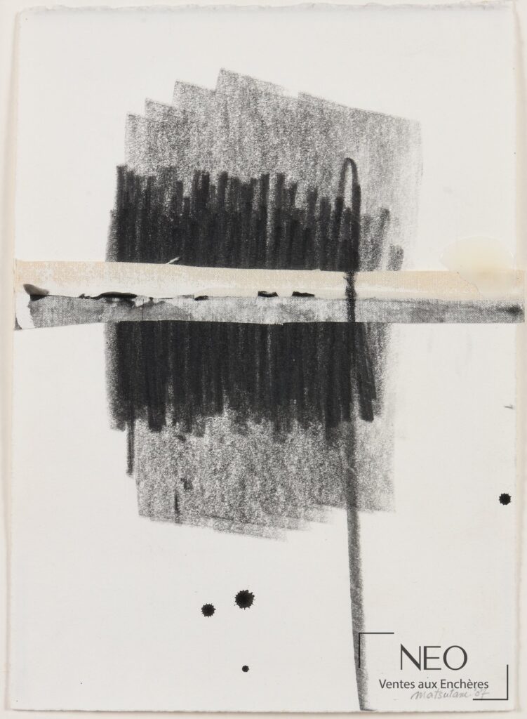 Composition abstraite en noir et gris sur papier