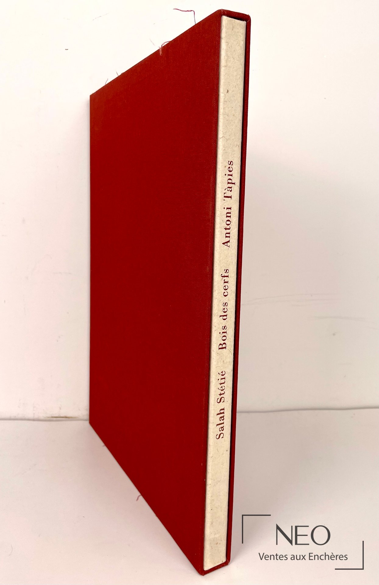 Reliure rouge et dos titré de l’ouvrage Bois des cerfs