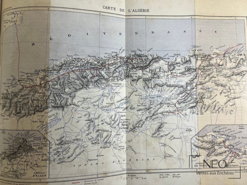 Carte de l’Algérie dépliée avec reliefs